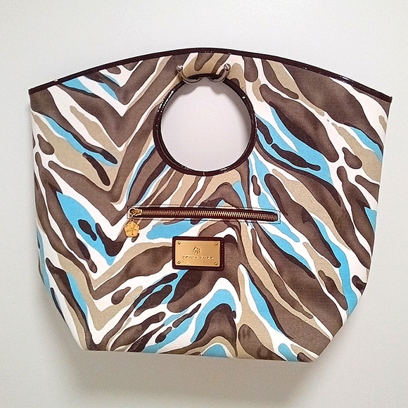 Trina Turk Handbags - Trina Turk Round Handle Canvas Print Large Bag